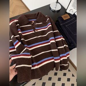 BROWN BLUE RED SWEATER SIZE SMALL/XSMALL